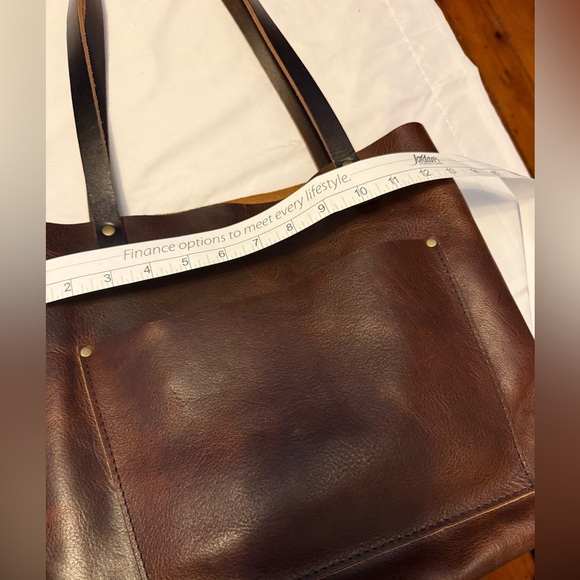 Portland Leather Goods Brown Leather North South Tote Bag - Picture 6 of 7